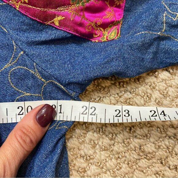 Vintage 80’s S Collection Denim‎ Patchwork Embroidered Jacket Size Medium - Picture 14 of 14